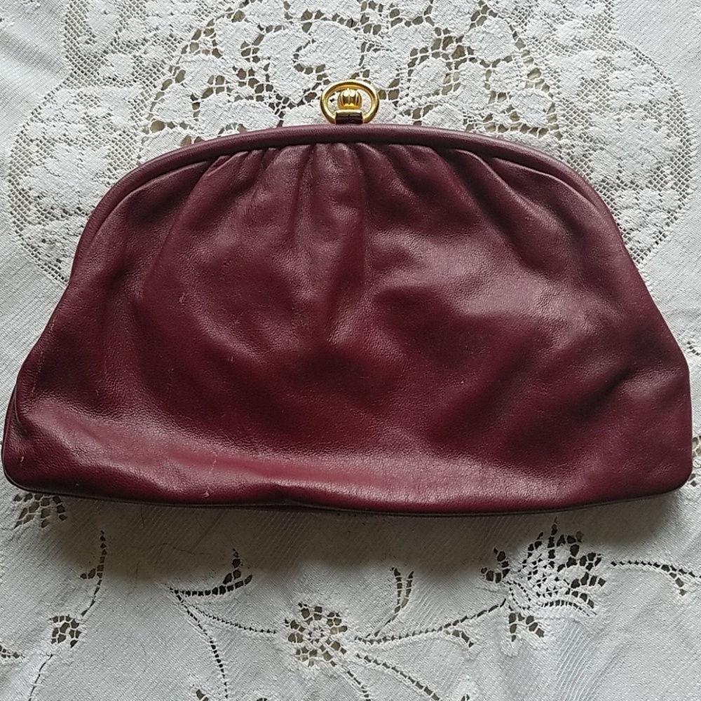 Vintage Italian ox blood leather clutch